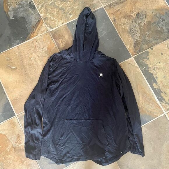 Hurley Black Pullover Hoodie Size L Long Sleeve with Hood & Pocket - Picture 1 of 4